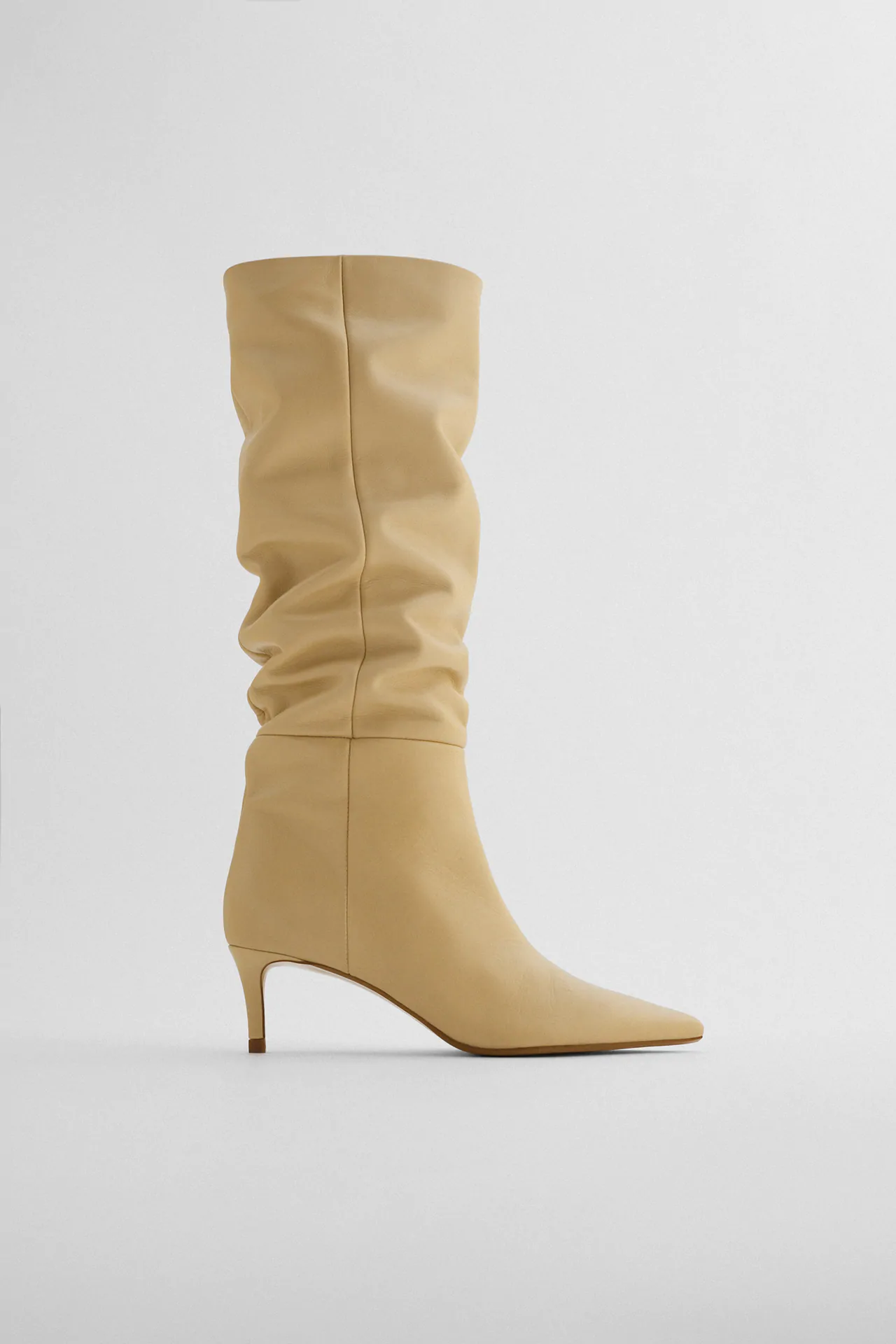 Zara + Stiletto Heel High Shaft Leather Boots