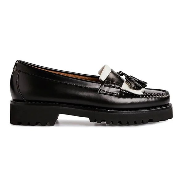 Penny Loafers Black & White Leather
