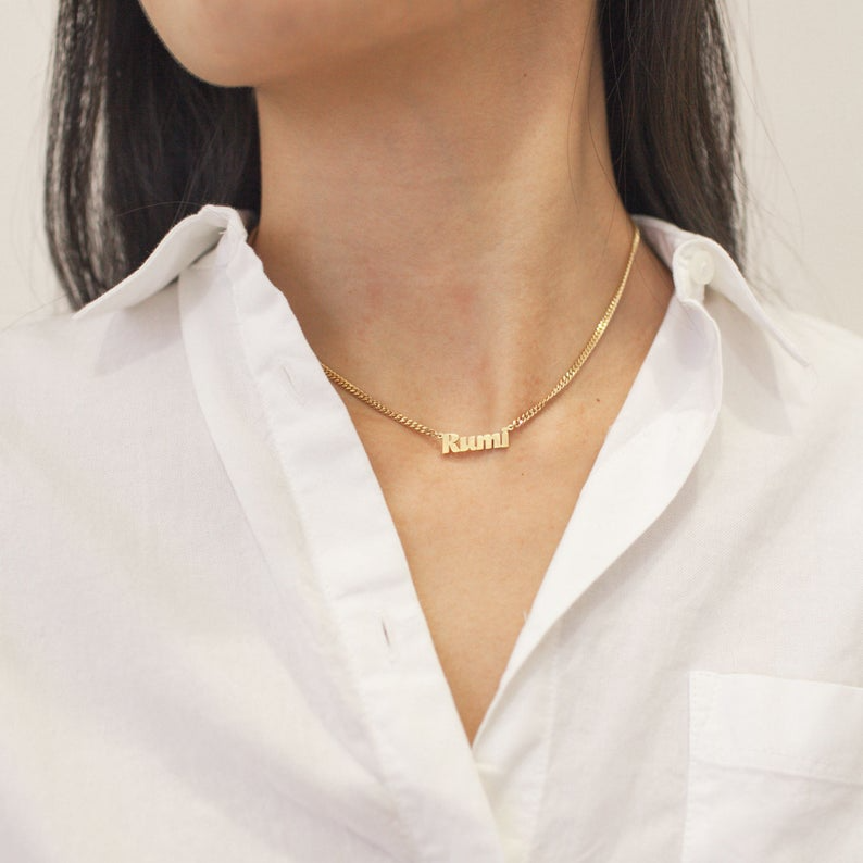 Grace Personalized + Custom Name Necklace With Bold Curb Chain