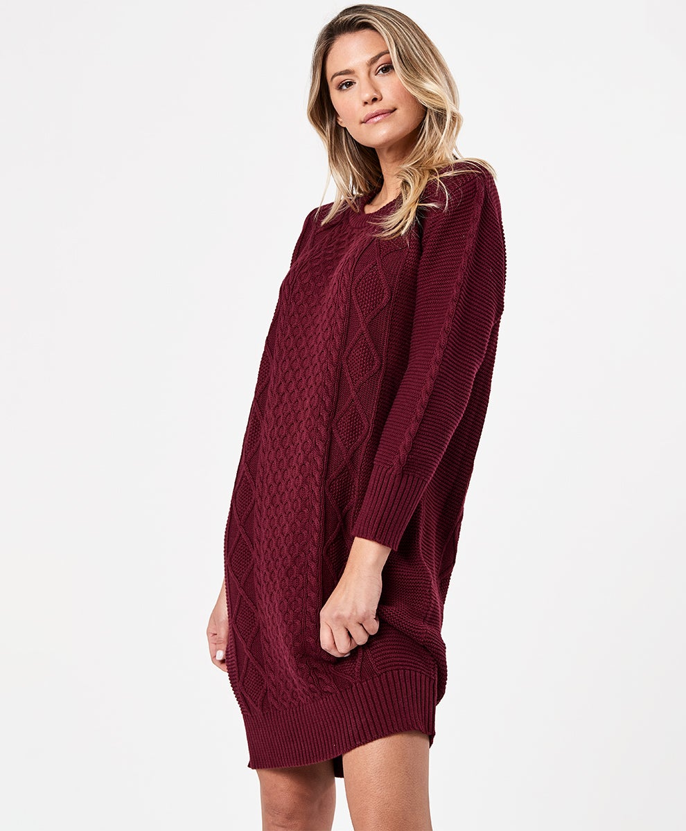 PACT + Classic Cable Knit Sweater Dress