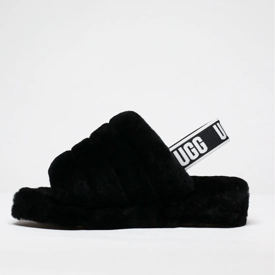 Ugg + Black fluff yeah slide slippers