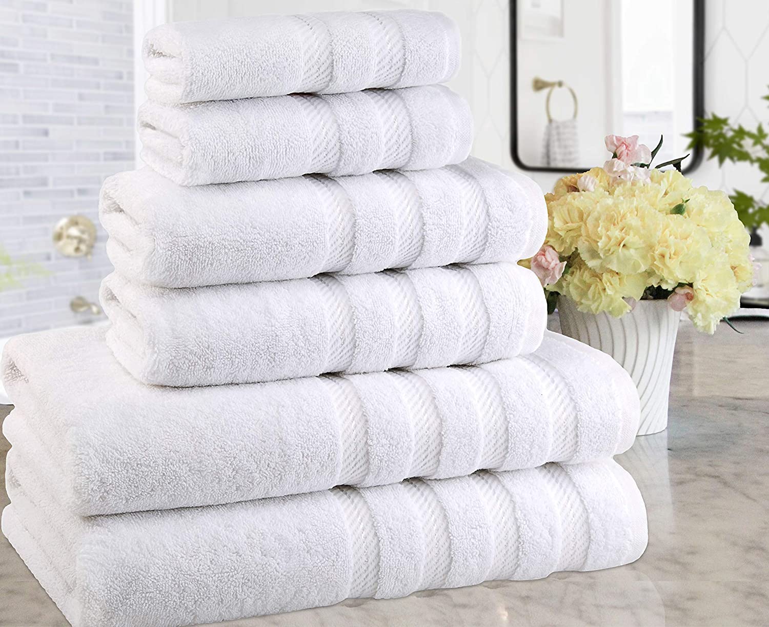 Boll & Branch Plush 6-Piece Organic Cotton Bath Towel Set in White