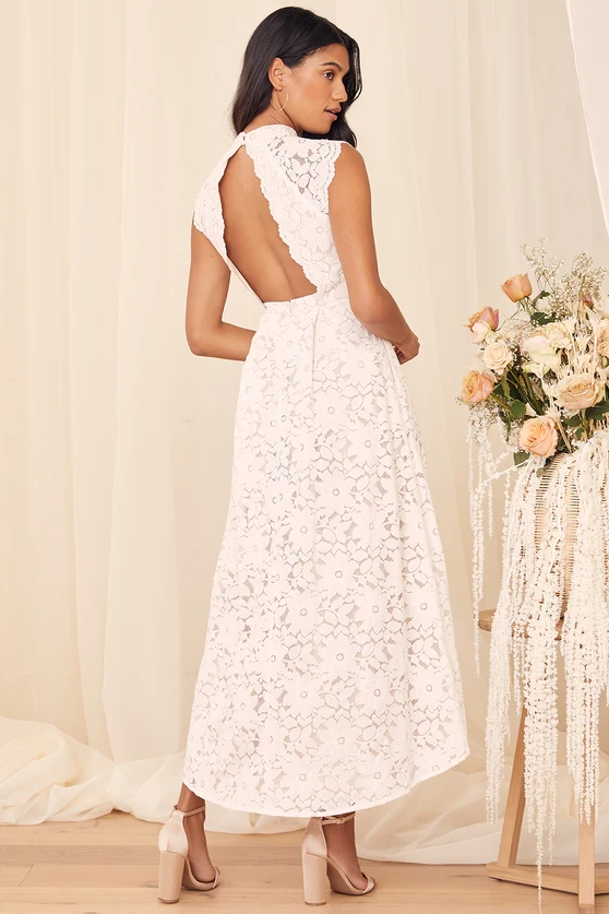 Lulus white lace midi dress 2025
