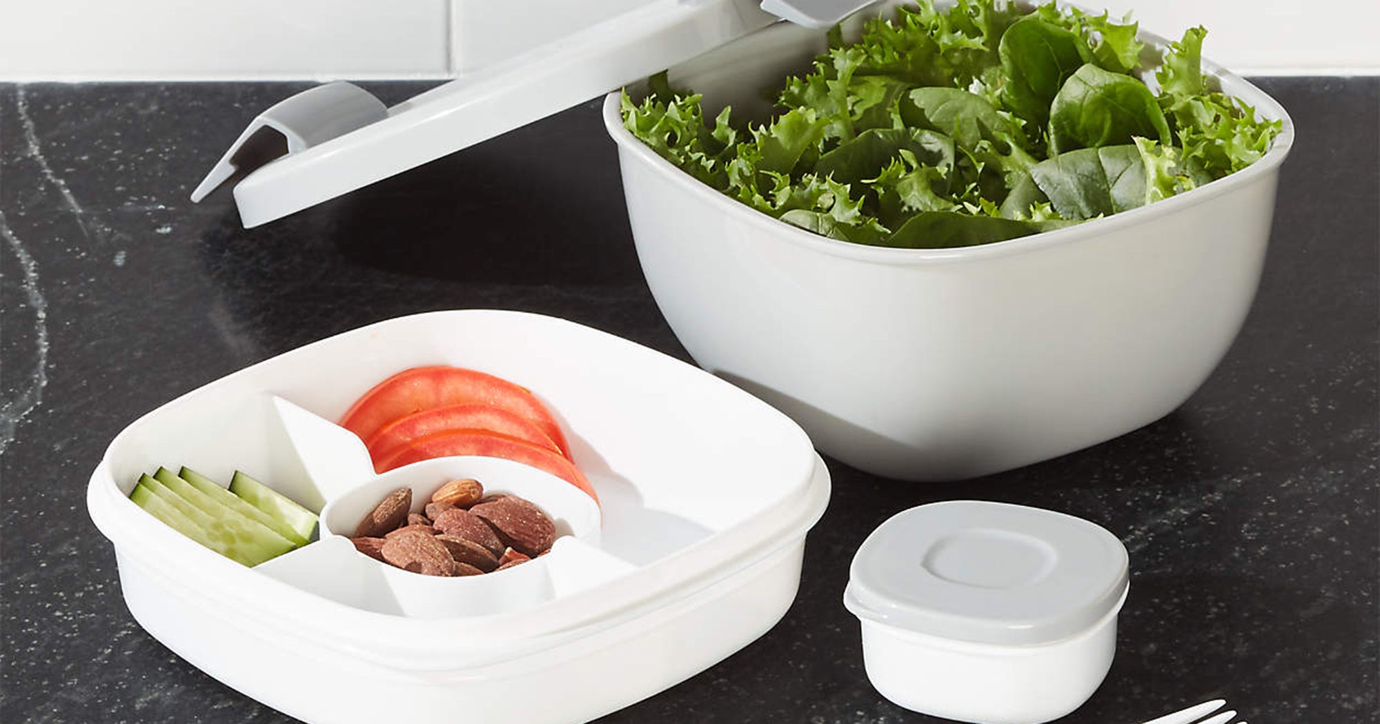  Portable Salad Lunch Container - 38 Oz Salad Bowl - 2