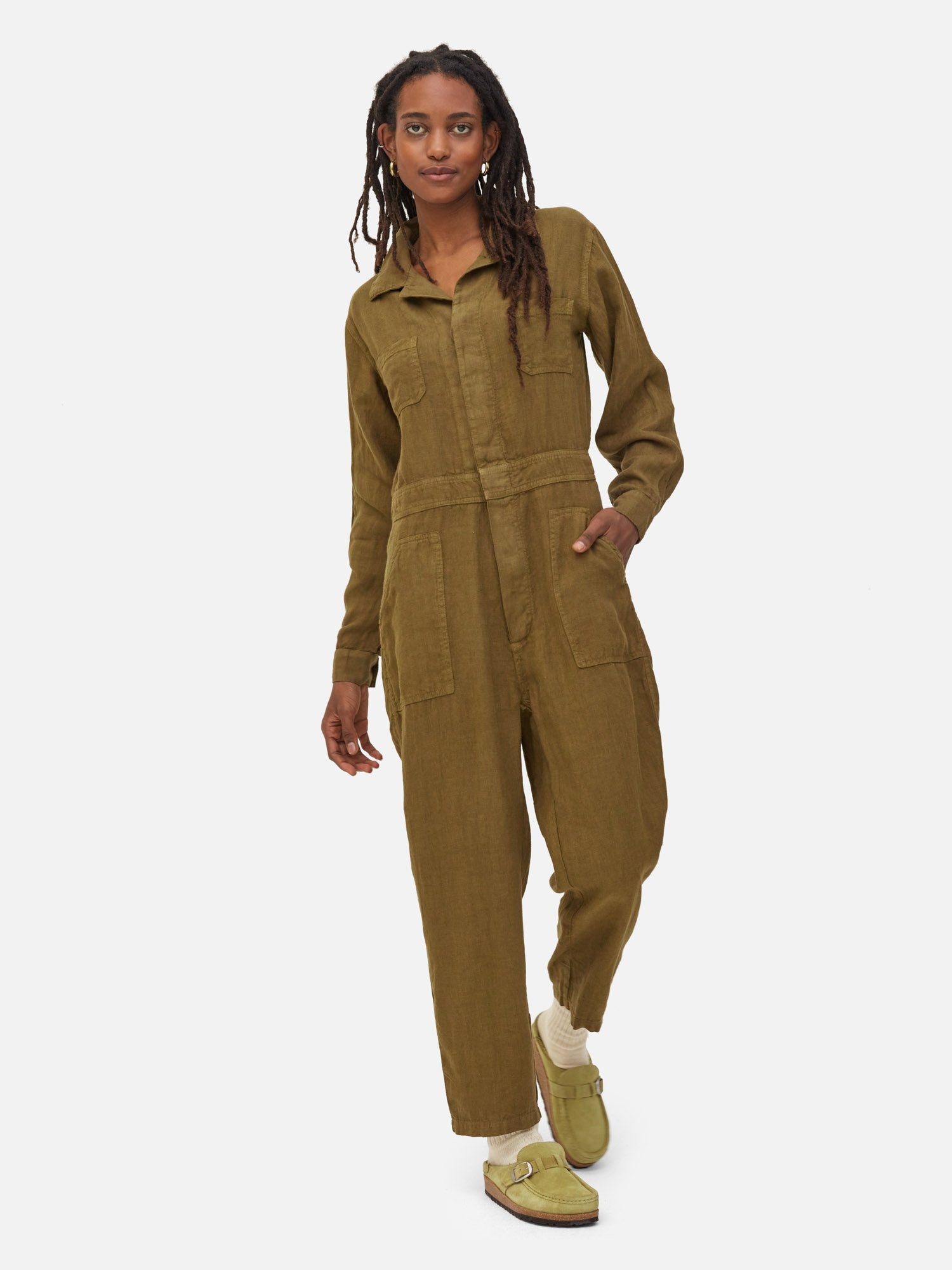 Women'S Cotton Linen Jumpsuits Fashion Casual Loose Lapel Long Sleeve  Button With Pockets Jumpsuit Solid Jumpsuit For Women 2023 - AliExpress