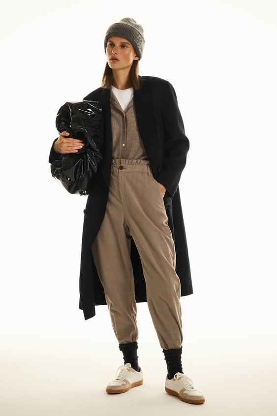 Zara Corduroy Paperbag Baggy Pants