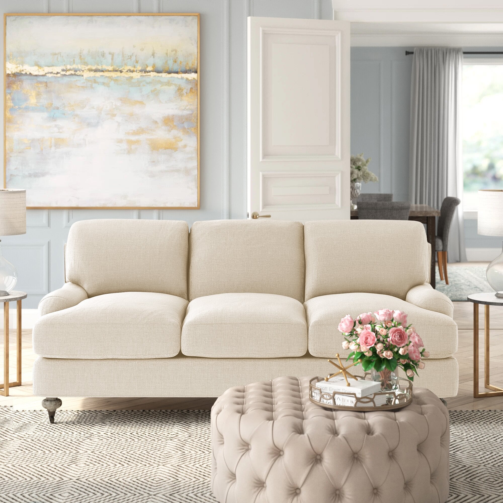 Joss and Main Consuelo 89 Linen Recessed Arm Sofa Bed