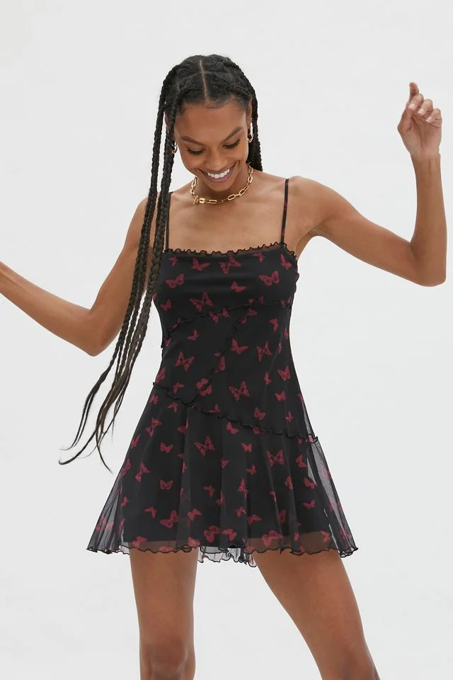 Urban Outfitters + Moxie Mesh Mini Slip Dress