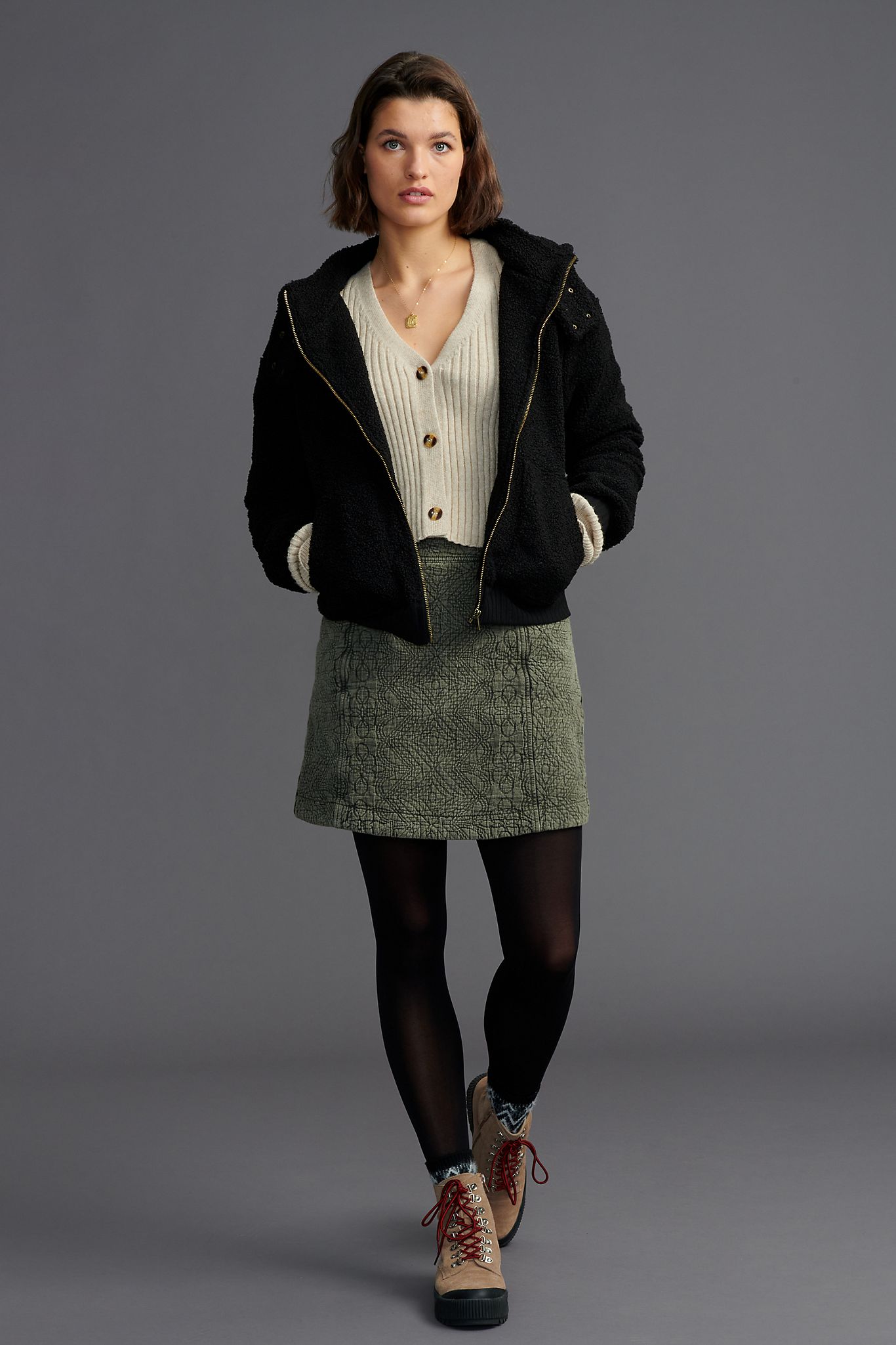 brown oversized zip up jacket