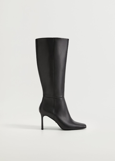 Violeta By Mango Leather High Leg Boots