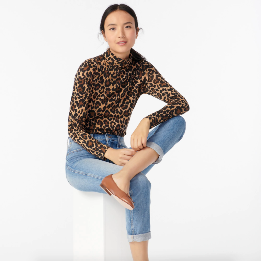 J.Crew + Tissue turtleneck in leopard