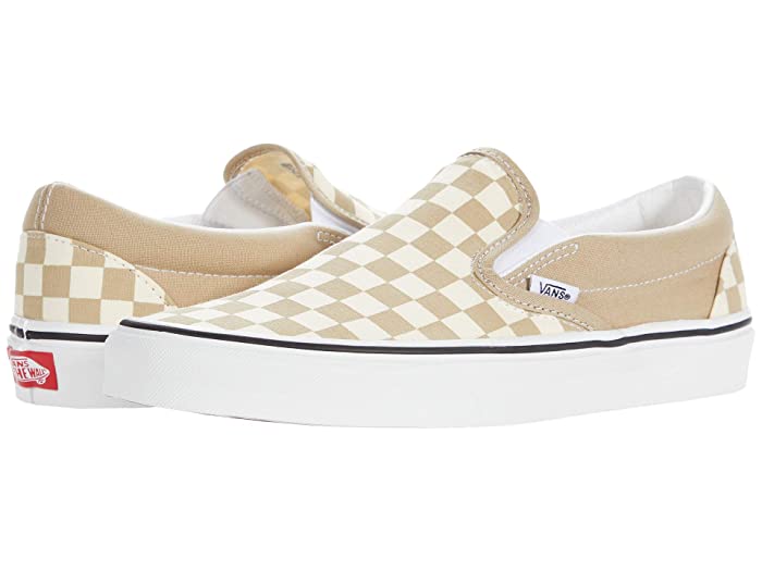 tan and white checkered vans