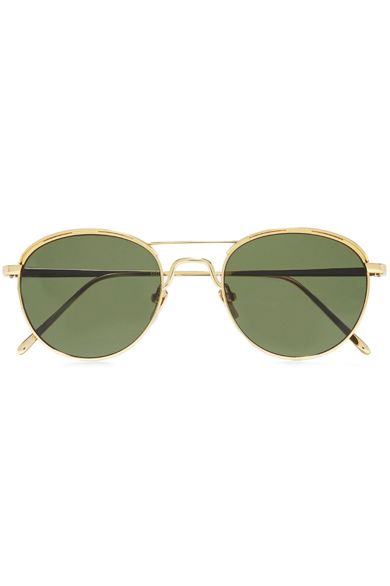 Linda Farrow + D-frame gold-tone sunglasses