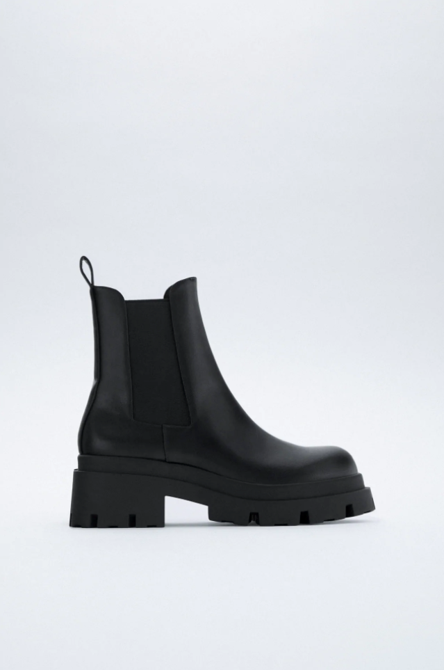 Zara + Mid-Heel Ankle Boots With Track Soles