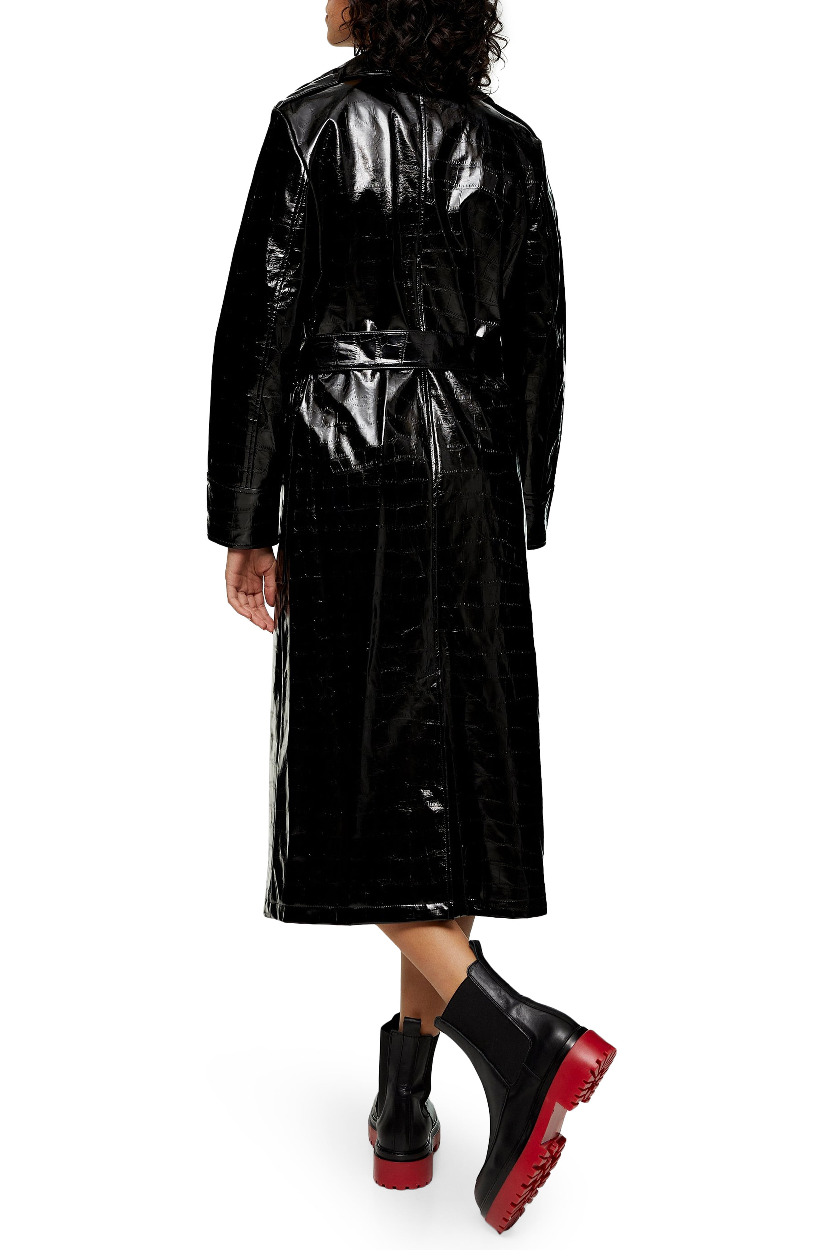 Topshop Marina Crocodile Embossed Trench Coat