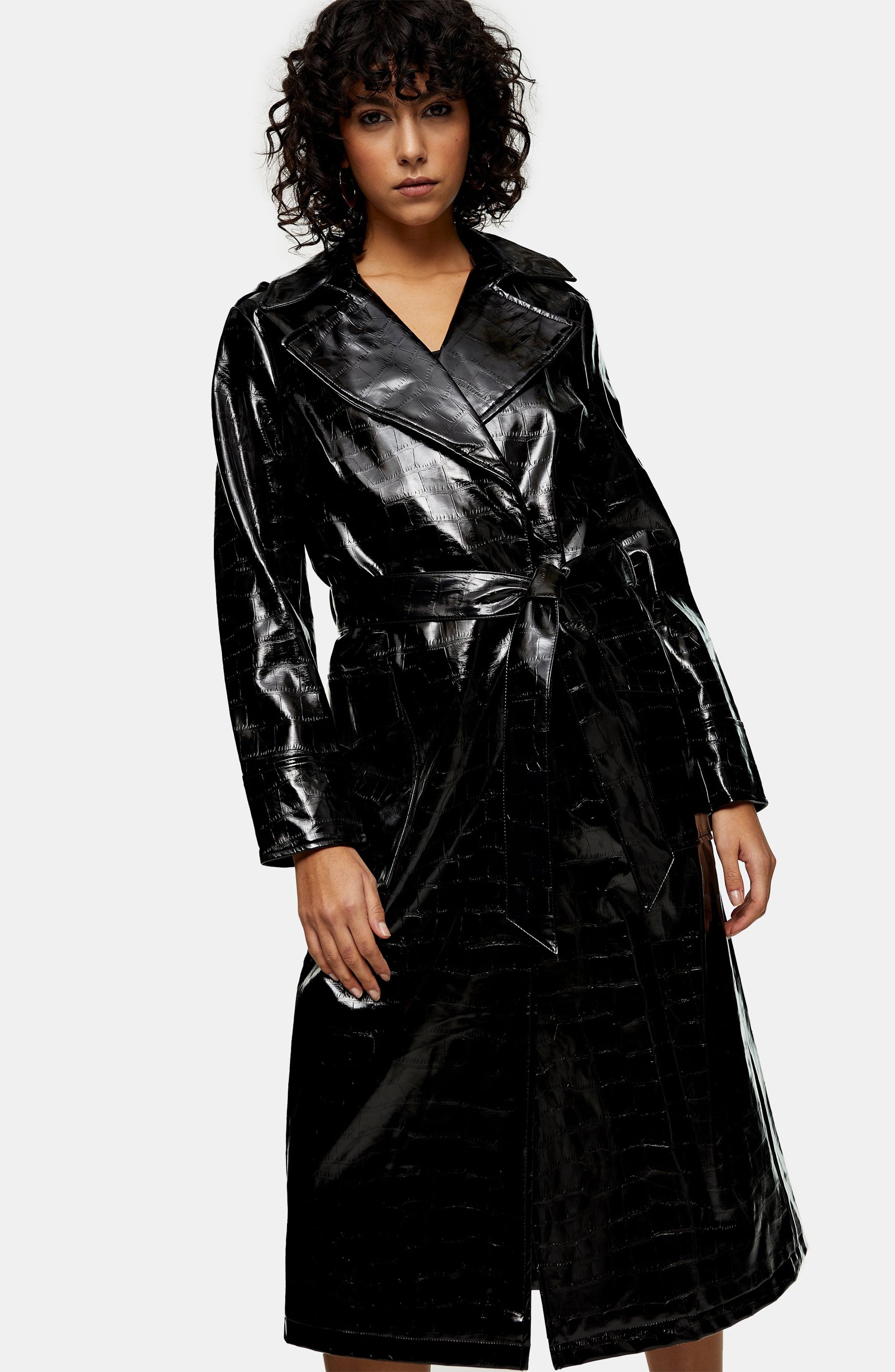 Topshop croc embossed best sale coat