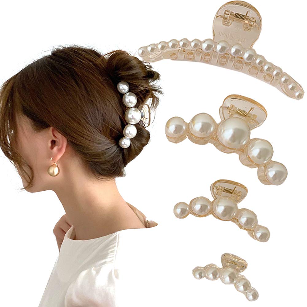 New Women comb Hair Accessories Pearl Beaded Elastic Hair Claw Hairpin  Magic Comb Up-Do Hairstyle Bun Maker Tool Ponytail Hairdo