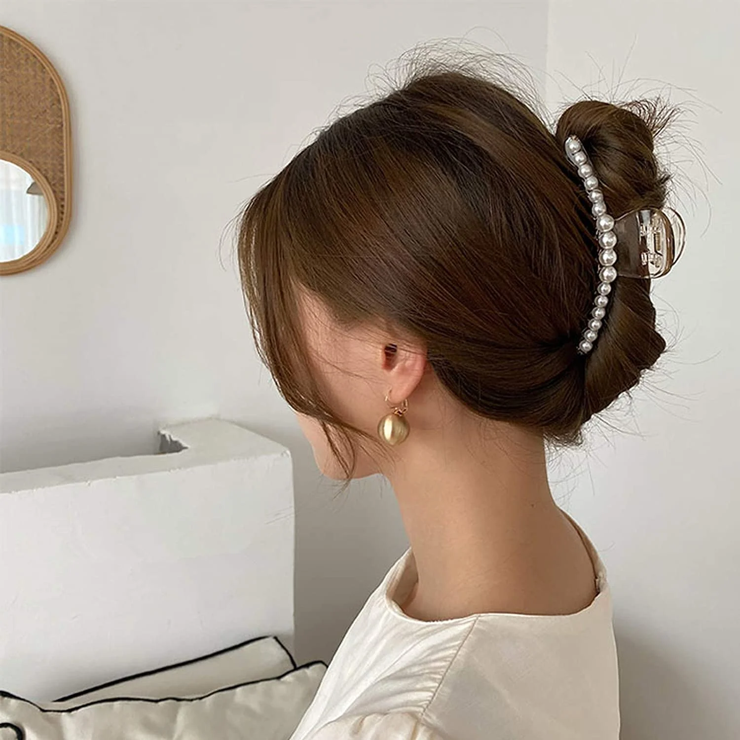 Hullovota + 4 Pcs Elegant Pearl Hair Claw
