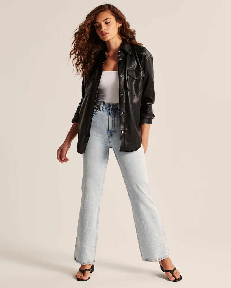 Abercrombie and Fitch + Faux Leather Shirt Jacket