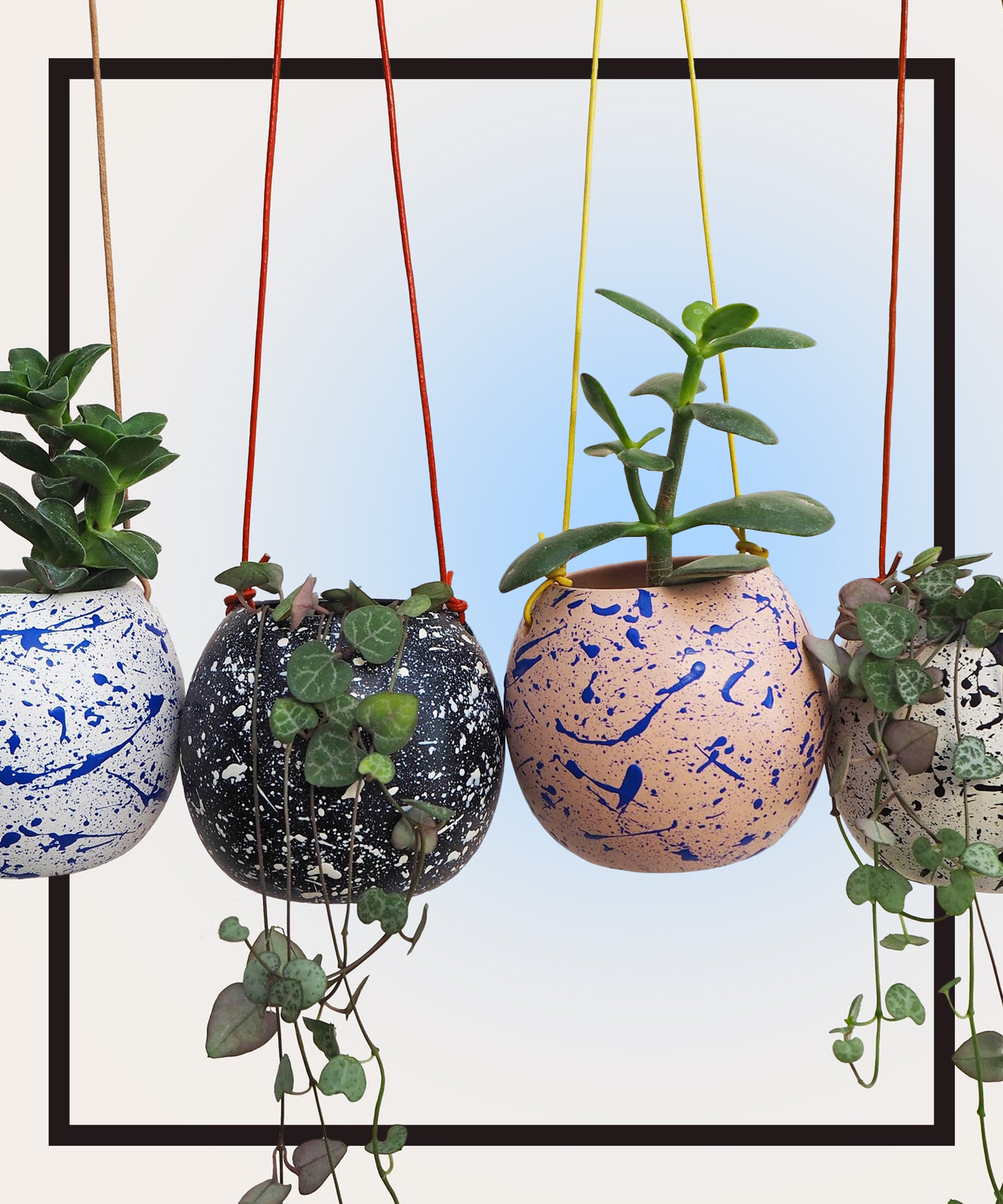 Ceramic Hanging Planter Plant Pot Sunflower Print Flower Pot Indoor Outdoor Gift 