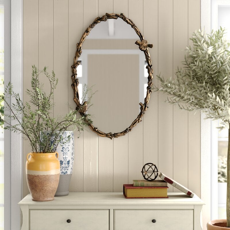 Birch Lane + Fyfe Oval Mirror in Antique Gold Leaf