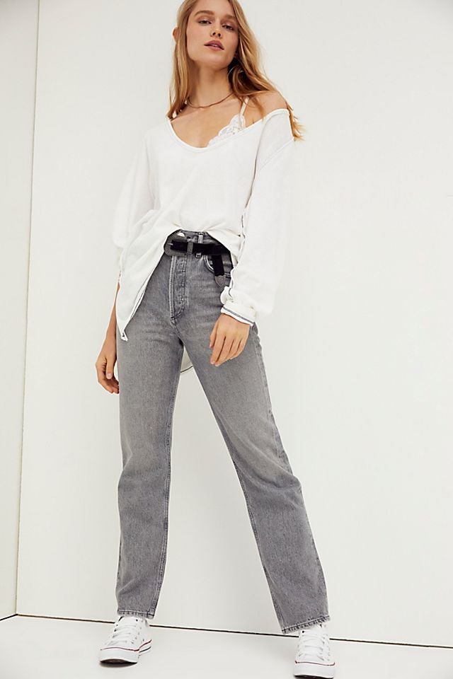 90's pinch waist high rise straight in black tea