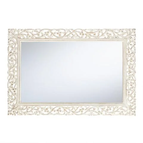 World Market Whitewash Carved Wood Segovia Mirror Whitewash Carved Wood Segovia Mirror, Pier 1 White Mirror