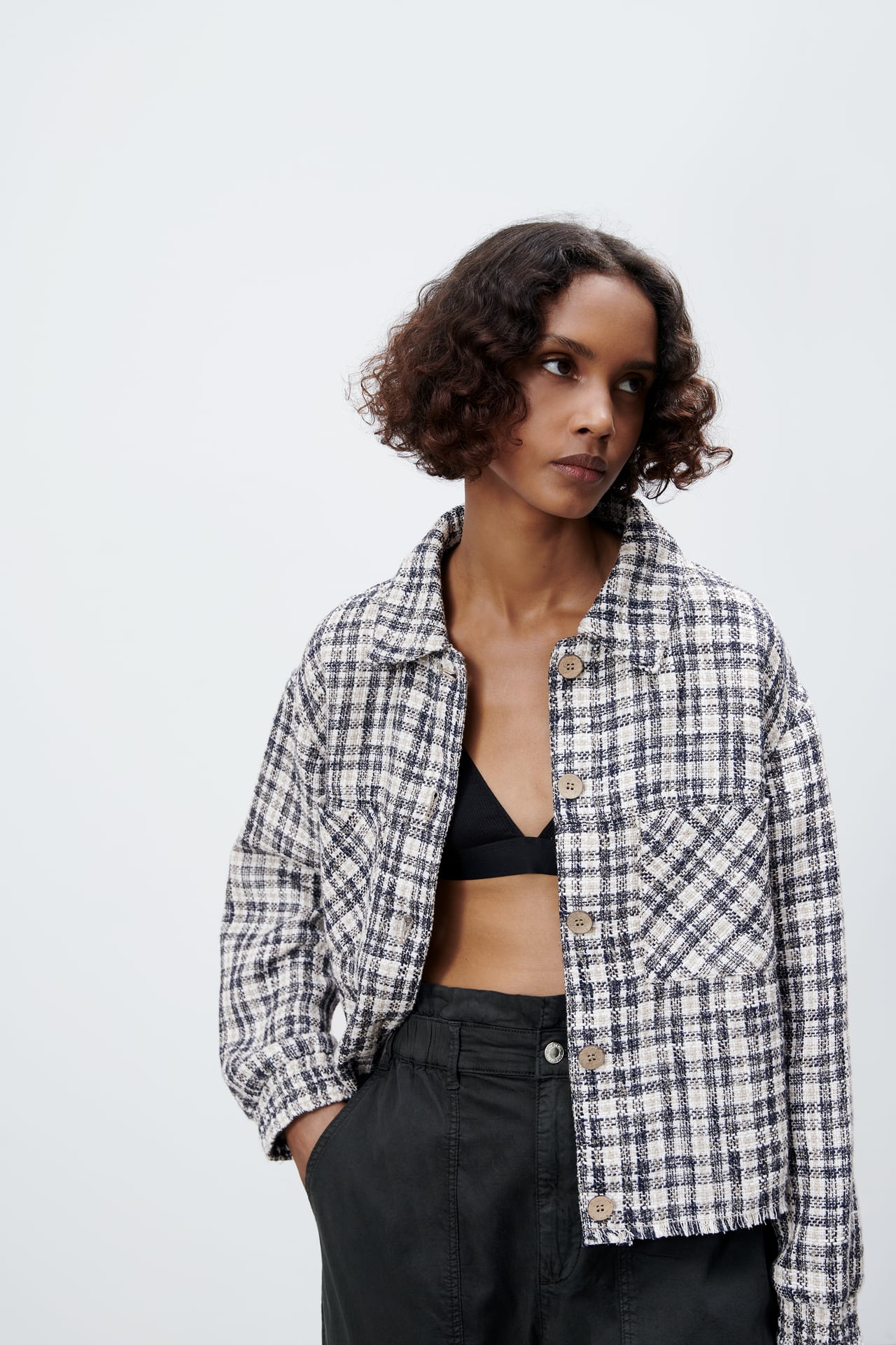 Zara + Textured Check Overshirt