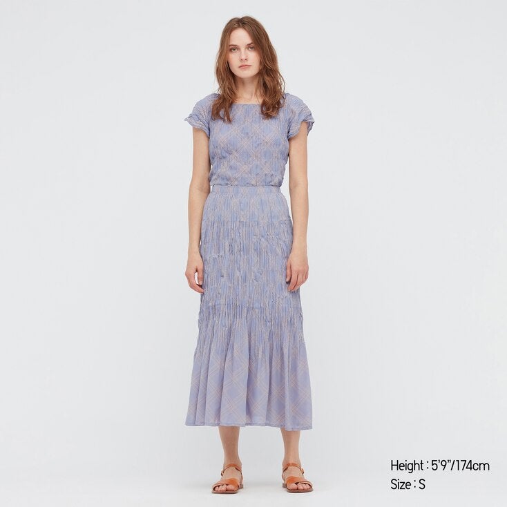 Ines de la Fressange for Uniqlo + Chiffon Twist-Pleated Long