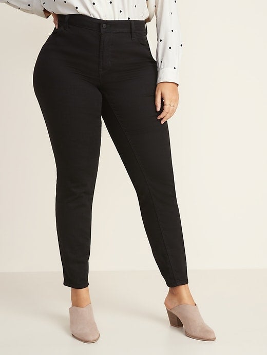 Old Navy + Mid-Rise Super Skinny Plus-Size Black Jeans