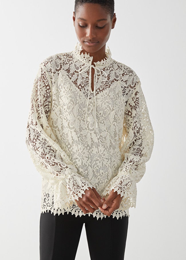 & Other Stories + Relaxed Scalloped Ruffle Lace Blouse