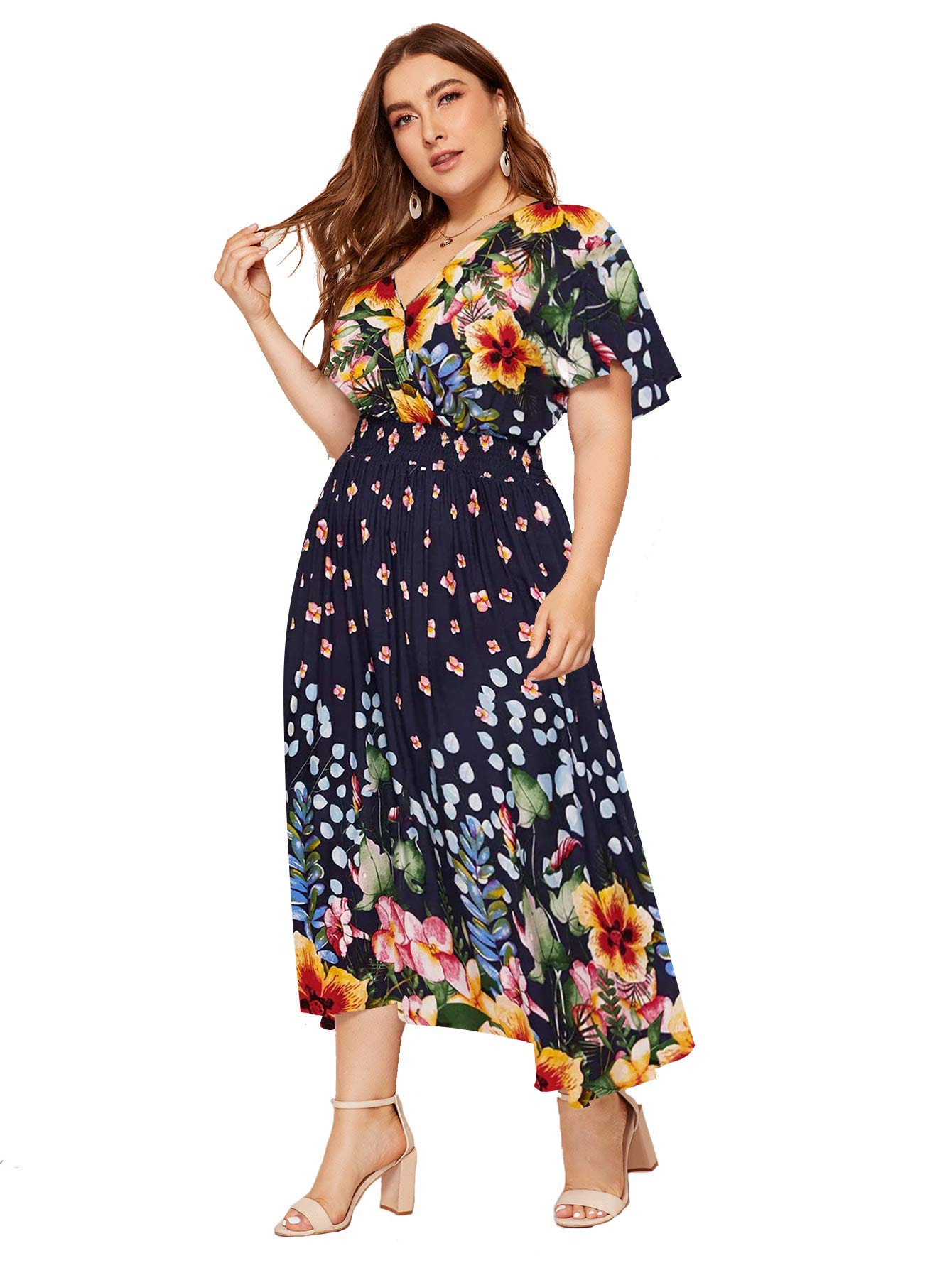 Miluma + Plus Size Summer Floral Boho Dress