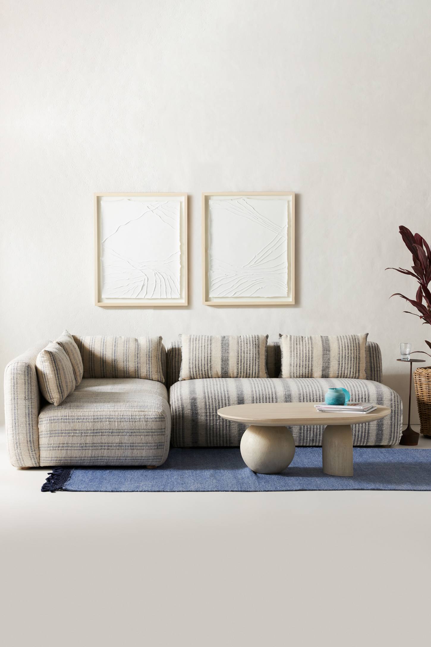 Anthropologie + Boro Stripe Kori Modular Armless Sofa