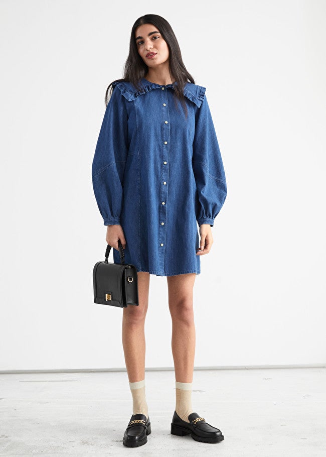 amp; Other Stories + Statement Collar Denim Mini Dress