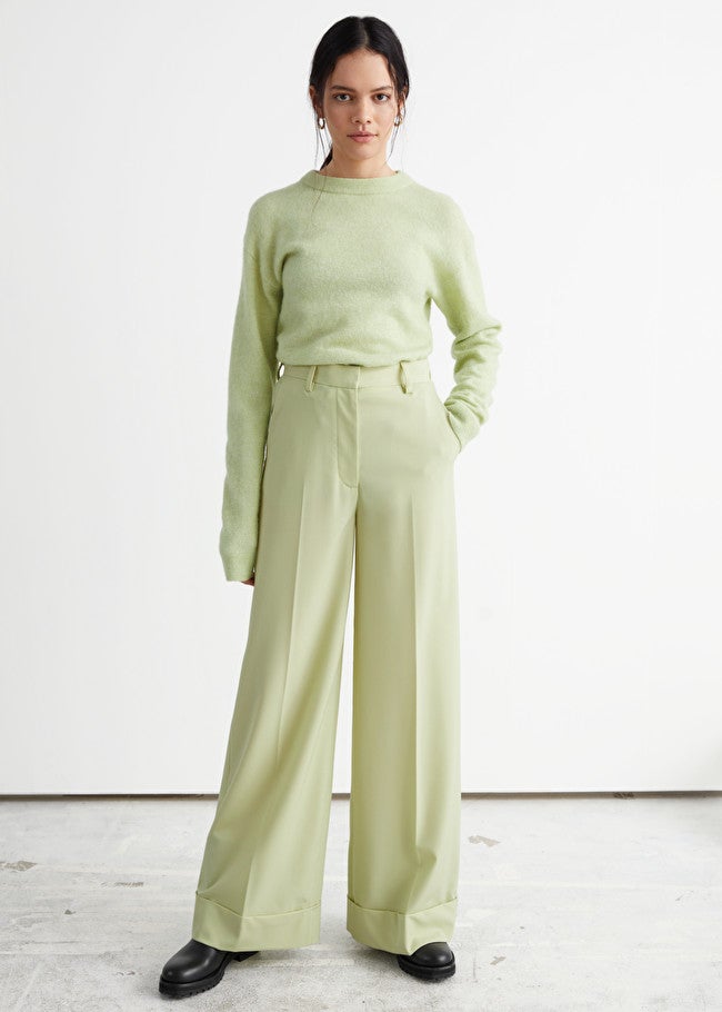 & other stories wide leg trousers in green check
