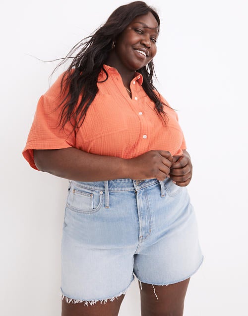 Madewell + The Plus Curvy Perfect Jean Short in Baylis Wash