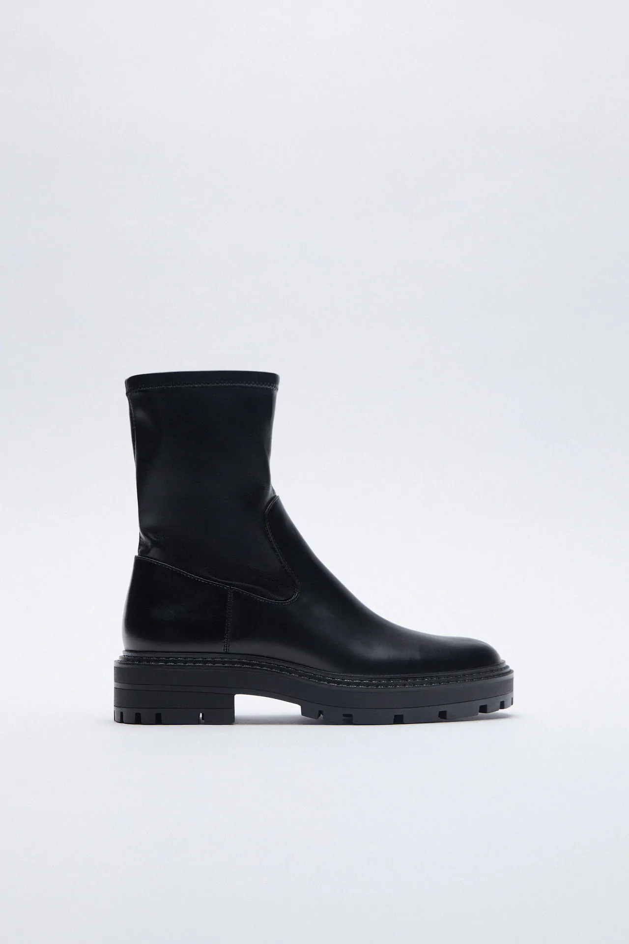 Zara + Low Heeled Lug Sole Ankle Boots