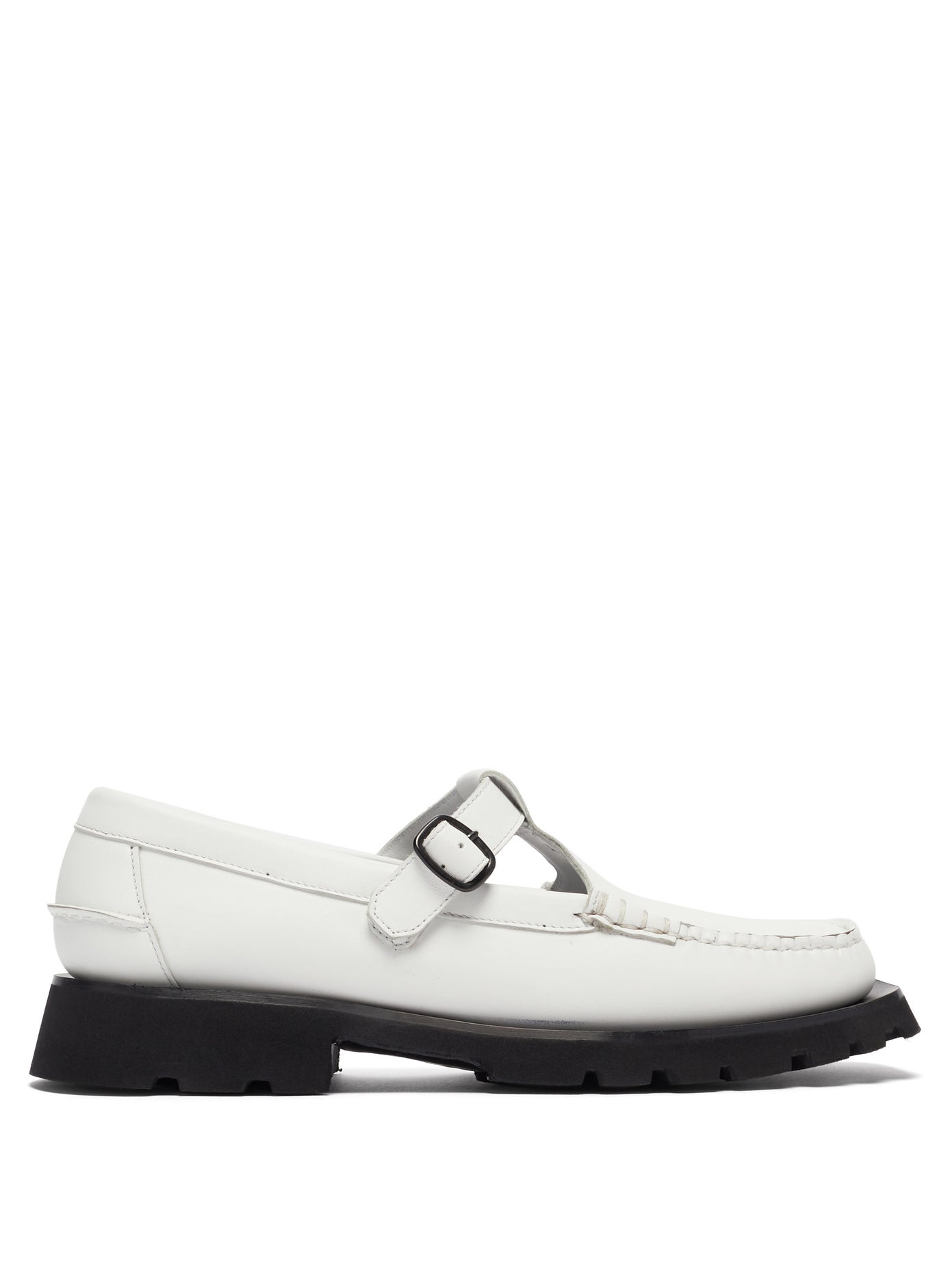 HEREU + Alber tread-sole T-bar leather loafers