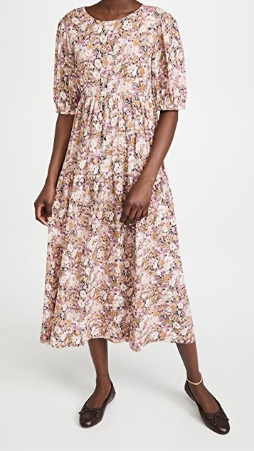 en saison check print midi dress