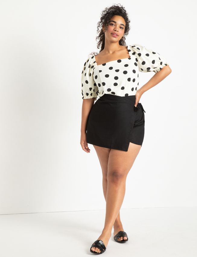 WDIRARA Women's Plus Size Wrap Asymmetrical Hem Chain Strap Skort Skirt Shorts 