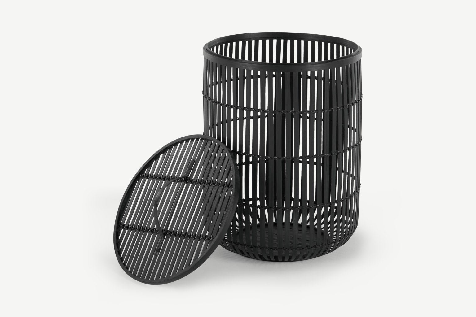Made + Kurino Bamboo Laundry Basket with Lid, Black