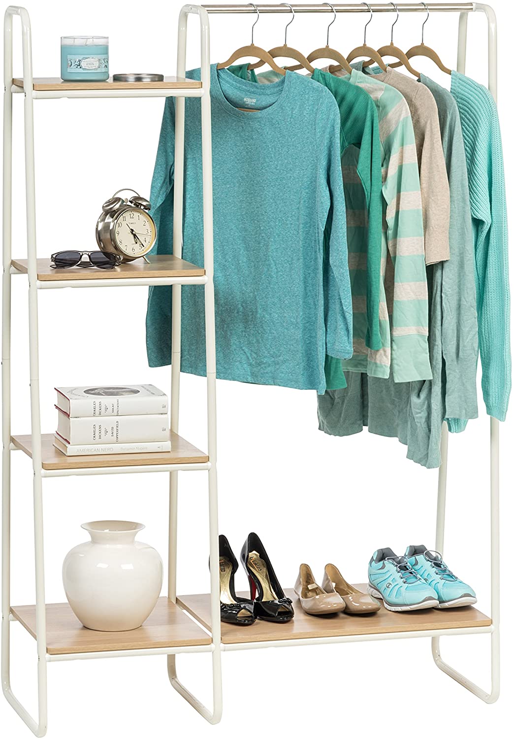 Metal garment rack with shelves clearance
