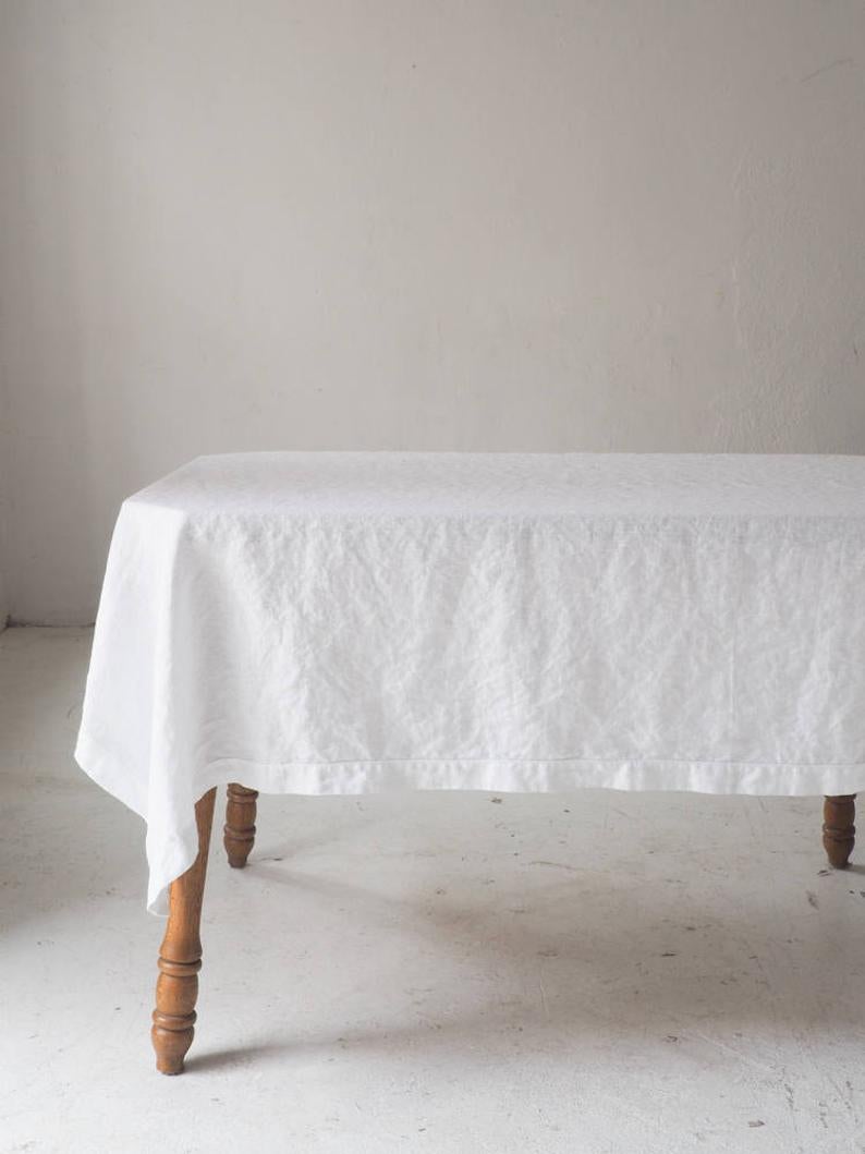 White shop linen tablecloth