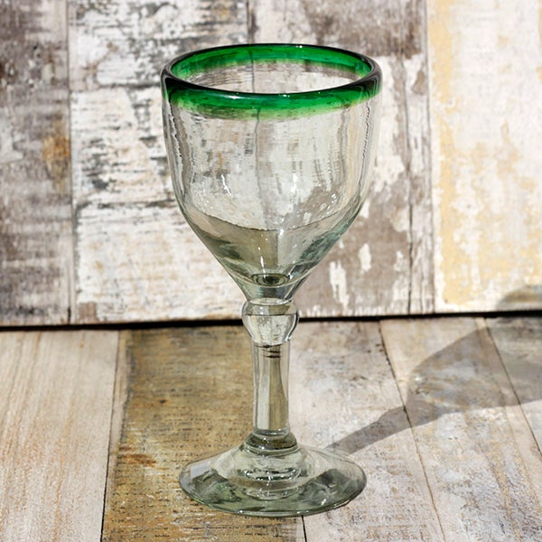 Caoba + Green Rim Wine Glass