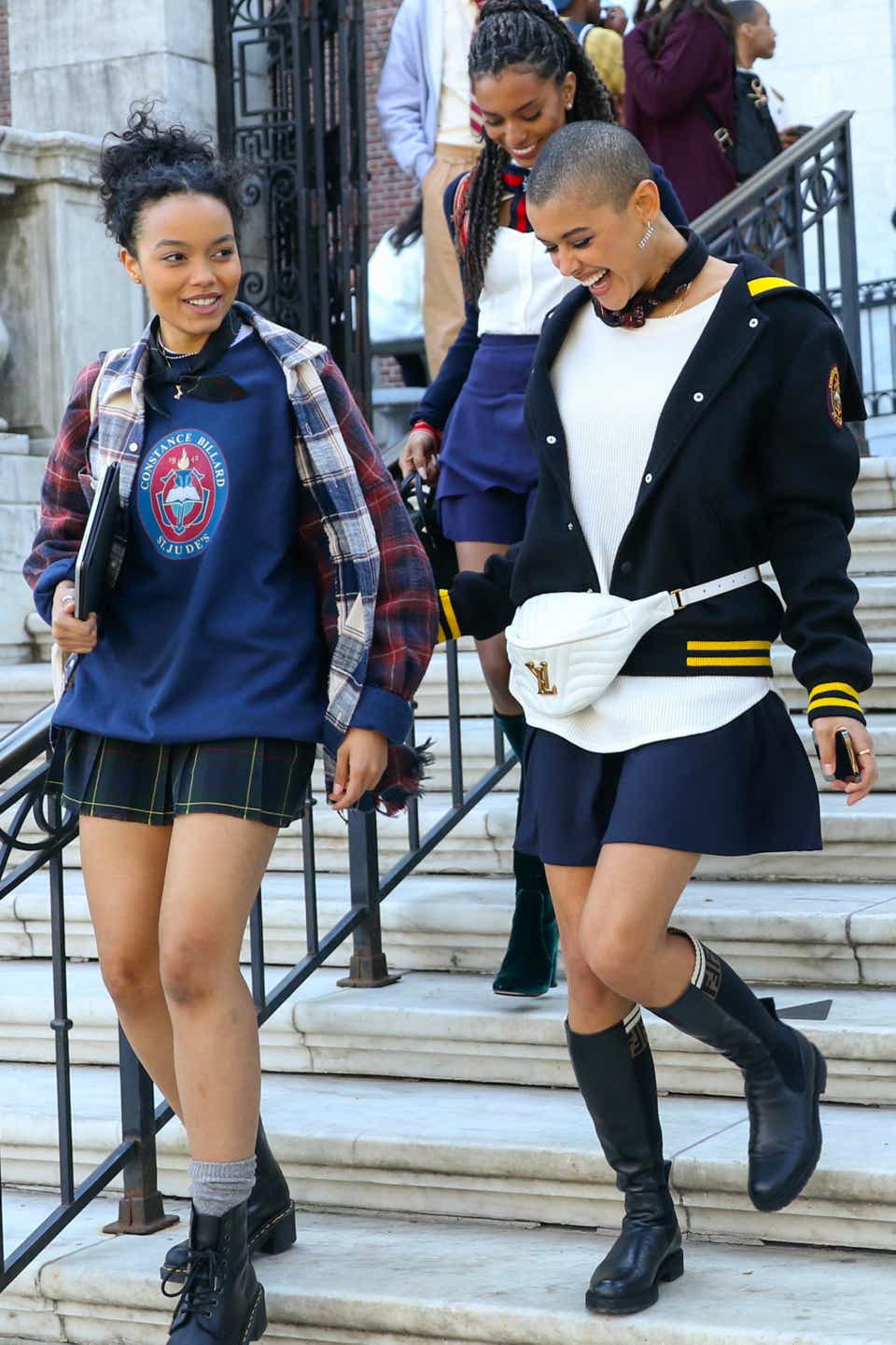 Jordan Alexander and Whitney Peak are seen at the film set of the 'Gossip Girl.'