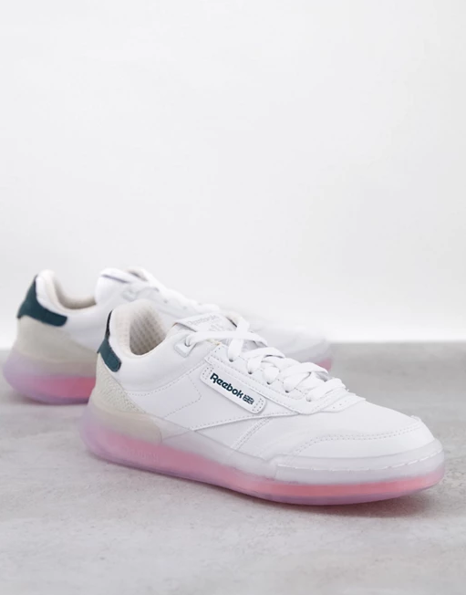 Reebok Club C Legacy trainers in white with coral sole