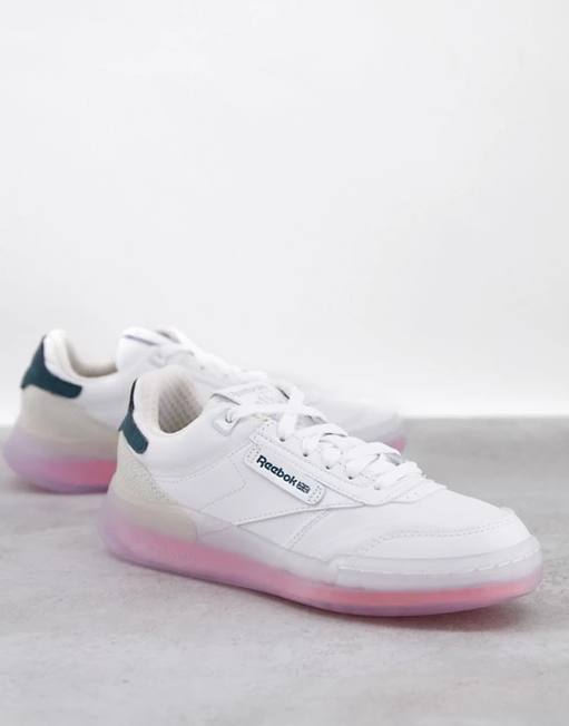 Reebok + Legacy trainers in white with coral sole