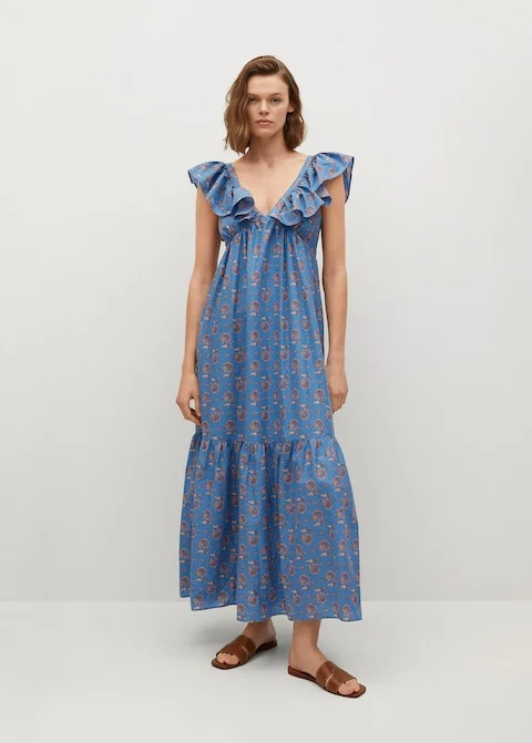 Mango + Organic Cotton Ruffled Dress