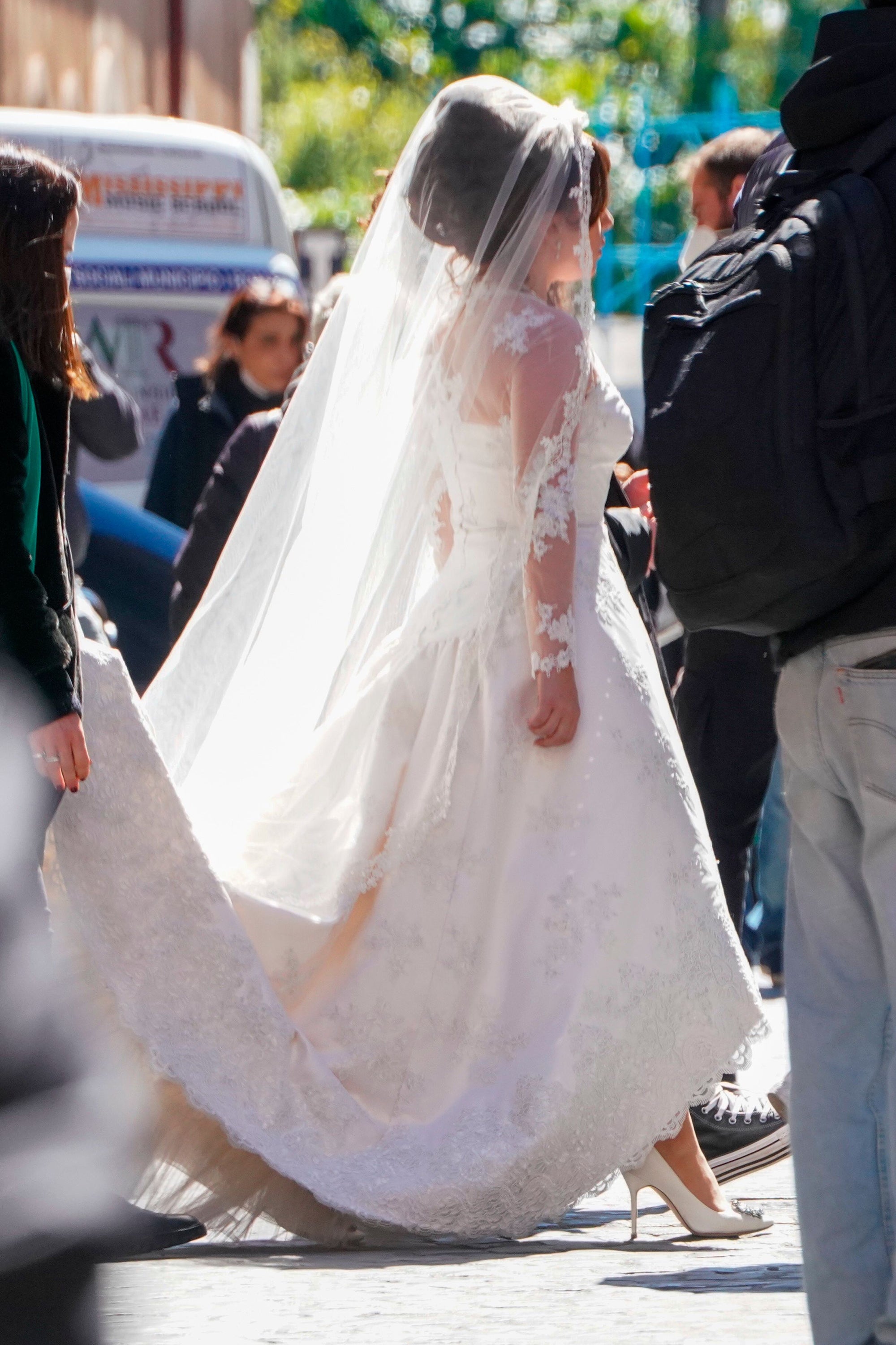 Lady Gaga Spotted In Wedding Dress From House Of Gucci