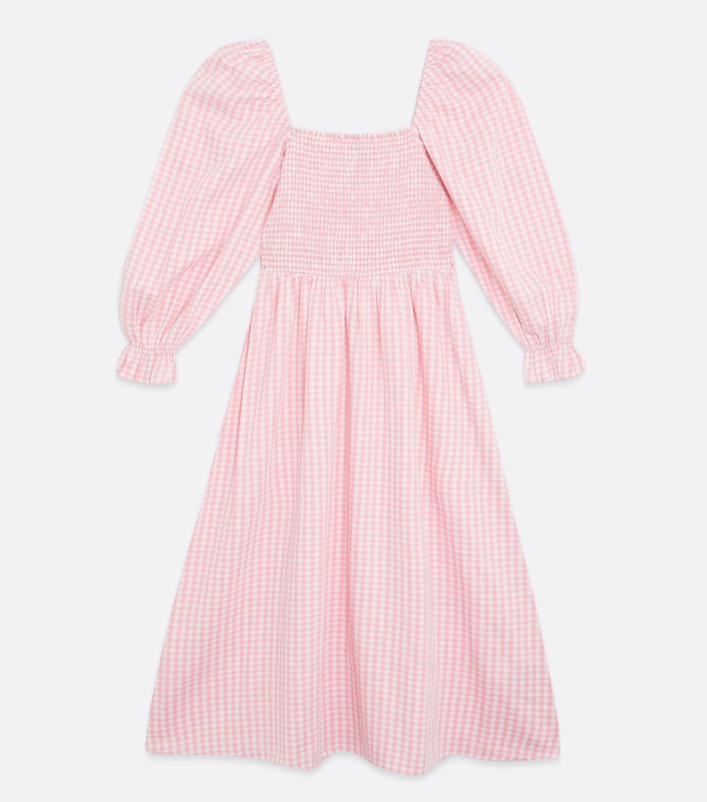 Pink gingham puff sleeve dress Clearance